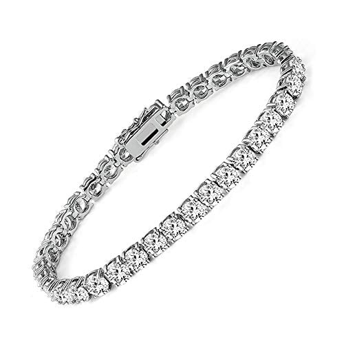 MDFUN 18k White Gold Plated CZ Tennis Bracelet, 4MM Cubic Zirconia Charm Bracelet for Women Men - style: 7.0" tennis bracelet