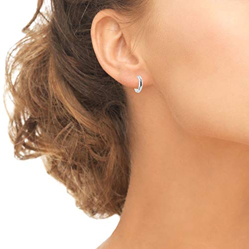 Sterling Silver 16mm Oval Small Hinged Huggie Hoop Earrings, Choose an Option - color: 3x16mm - Silver