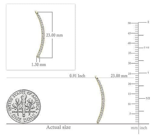 Dazzlingrock Round White Natural Diamond Crawler Climber Earrings | 0.18 Ctw | Women - color: Yellow Gold, size: 14K - Metal Stamp