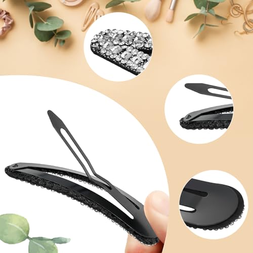 KANPRINCESS 2PCS Rhinestone Hair Clips,Snap Hair Accessories,Decorative Hair Clips,Rhinestone Barrettes For Women Girls(SET14)