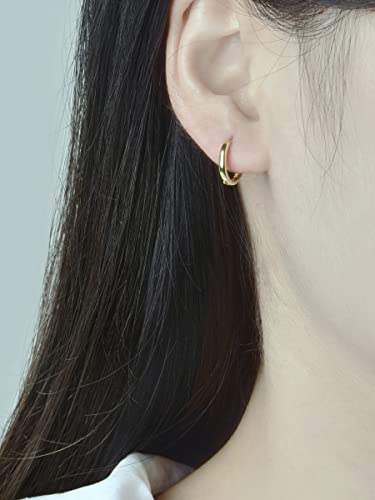 Mini Tiny Huggie Hoop Earrings Top Upper Ear Cartilage Forward Helix Cuff Plain Simple 925 Sterling Silver Gold 9mm 8mm 7mm 6mm 5mm Hoop Earrings - color: Gold-9mm