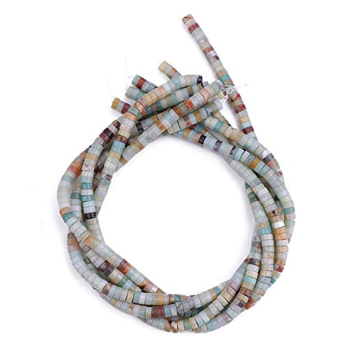 BEADIA Natural Amazonite Spacer Beads Caps Loose Semi Gemstone for Beading Jewelry Making 6mmx3mm 38cm - color: Amazonite, size: Round 6mm x 3mm
