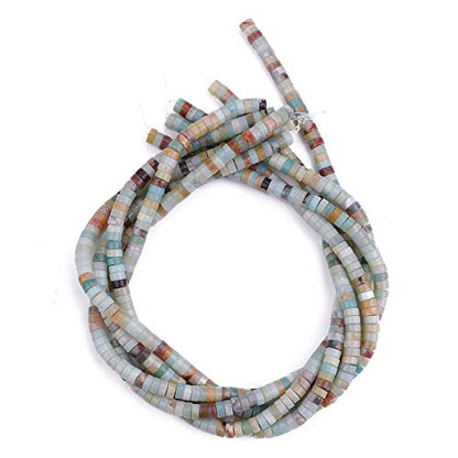 BEADIA Natural Amazonite Spacer Beads Caps Loose Semi Gemstone for Beading Jewelry Making 6mmx3mm 38cm - color: Amazonite, size: Round 6mm x 3mm