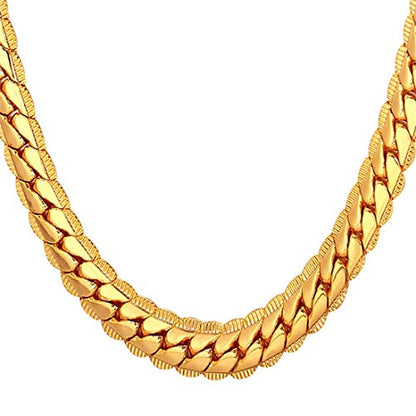 U7 Men Stainless Steel Necklace Cuban Link Chain, Flat Curb Chain Necklaces Unisex, Silver/Black/Gold Plated Chunky Hip Hop Neck Chain, 6mm/9mm Width, 18-32 Inches Length Jewelry for Mens Women - color: b. 9mm Gold, size: 26 Inches, style: a. Flat Curb