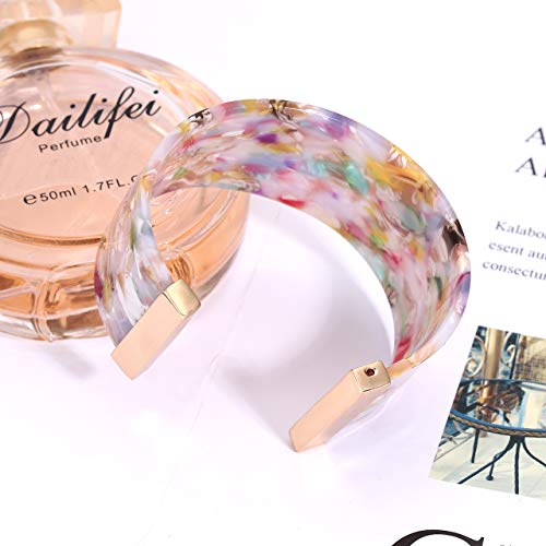 FAERLIIRY Cuff Bracelet for Women Acrylic Resin Bracelets Statement Bangle Bracelet Adjustable Bracelet Wide Chunky Bracelets for Women - color: Floral