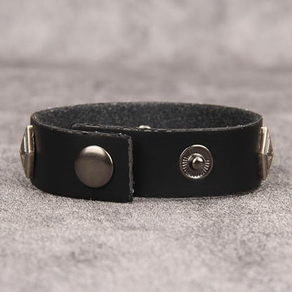 Jeilwiy Punk Leather Wristbands for Men Bracelets Handmade Wide Cuff Bangle Braided Jewelry Black Brown Adjustable - Punk Father's Gifts - color: Gothic Bracelet Black