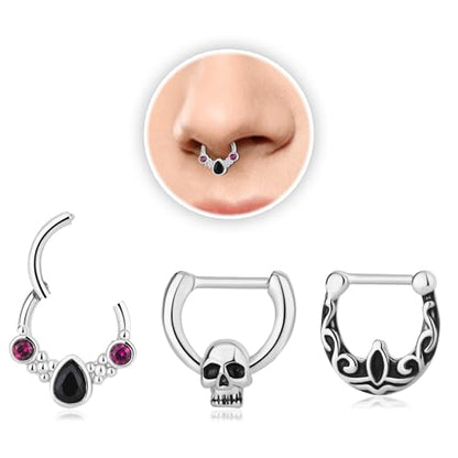 15PCS 14K Gold Plated Nose Rings Studs Set for New Piercing Beginners - color: 3pcs-Silver-septum rings