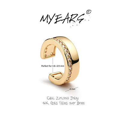 Women Ear Cuff Earring Gold Non Pierced Ear Cartilage Clip on Wrap Hoop 14K Gold Filled Tiny Boho Beach Simple Minimalist Delicate Handmade Hypoallergenic Jewelry Gift-Sold as Single/Pair - style: Band 1 Row CZ /Pair