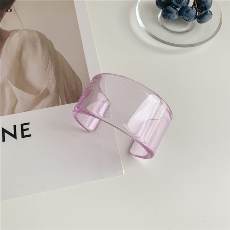 Colorful Acrylic Resin Geometric Simple Open Bracelet Candy Color Chunky Transparent Wide Cuff Bangle for Women Retro Irregular Resin Wristbands Bracelet Statement Jewelry Gift - style: style 5