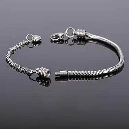 KunBead Heart Lobster Clasp Snake Chain Charm Adjustable Bracelets Compatible with Pandora Charms for Jewelry Making