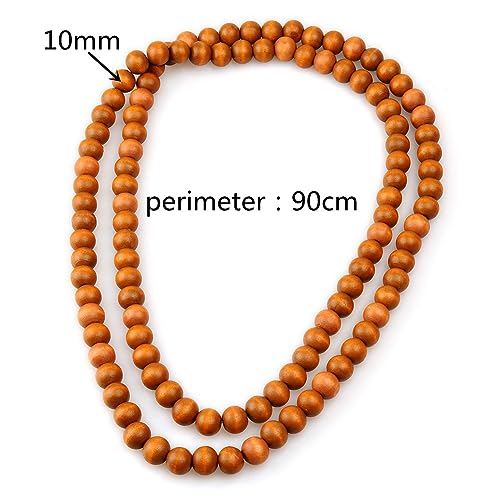 COLORFUL BLING 8MM Natural Wood Bead Necklace Africa Wooden Chain Statement Unisex Chunky Strand Necklaces Hip Hop Jewelry - color: khaki