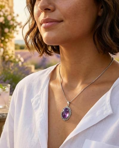 Vintage Natural Stone Pendant Necklace with Stainless Steel Chain, Rainbow Jade & Black Onyx Necklace, Gothic Boho Gemstone Jewelry for Women Men