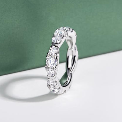 Moissanite Eternity Ring, S925 Sterling Silver Wedding Band for Women - style: Wavy Moissanite Eternity Band