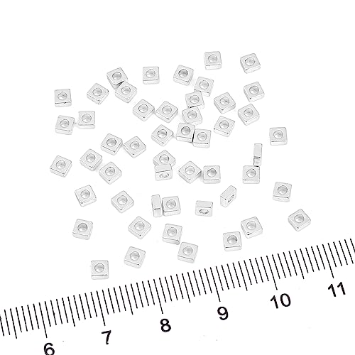 Silver Plated Square Spacer Beads 3x1.5mm 50pcs for Jewelry Making Findings Non Tarnish - color: Silver, size: 3x1.5mm Square