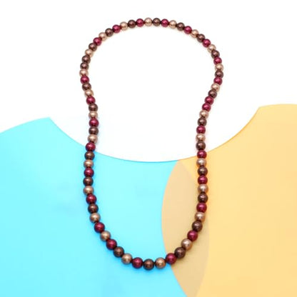 Long Simulated 10mm AAA Pearl Strand Necklace for Women Multicolor Pearl Choker Necklace 1920s Pearl Statement Necklace Costume Jewelry - color: 10mm Brown Bronze Burgandy 24 Inches