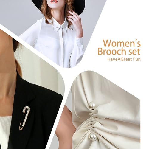 6PCS Artificial Pearl Brooch Pins for Women | Clothes Scarf Cardigan Shawl Decorative Pin, Shirt Sweater Clips, Retro Sweater Shawl Clips, Faux Crystal