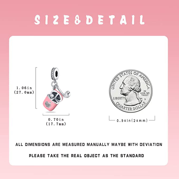 LNQOBU 925 Sterling Silver Charms for Bracelets Dangle Pendant fit Pandora Bracelets or Necklaces Jewelry Woman Gift Beads Charm (With one Spacer Beads) - style: B-Pink Headphone Pendant Charm