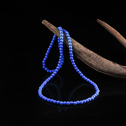 COLORFUL BLING 8MM Natural Wood Bead Necklace Africa Wooden Chain Statement Unisex Chunky Strand Necklaces Hip Hop Jewelry - color: dark blue