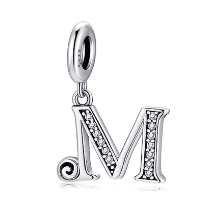 BETTY&SARAH 925 Sterling Silver Letter Charms for Bracelets and Necklace Alphabet Initial Pendant Jewelry Gift for Women - color: Pendant M