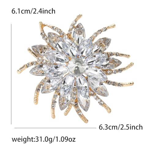 Rinestone Flower Brooch for Women Men Elegant Crystal Rose Flower Lapel Dress Brooches Pin Party Accessories Jewelry - style: White
