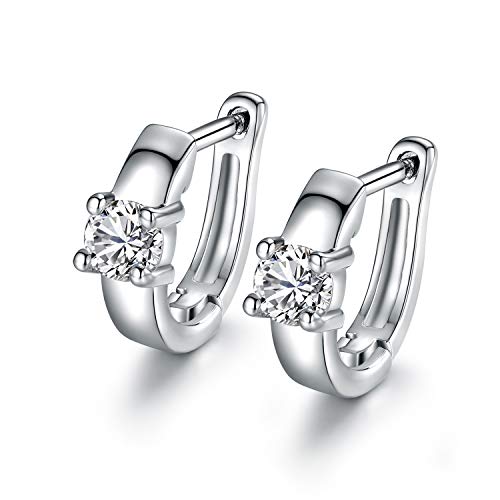 Barzel 18K Gold Plated Cubic Zirconia Huggie Cuff Earrings For Women - color: White Gold