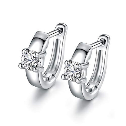 Barzel 18K Gold Plated Cubic Zirconia Huggie Cuff Earrings For Women - color: White Gold