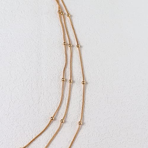 COLORFUL BLING Multilayer Choker Long Chain Tassel Pendant Necklace for Women Beads Necklace Long Bar Charm Chain Jewelry - color: I three beads