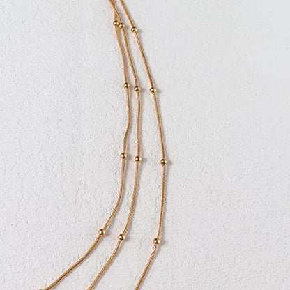 COLORFUL BLING Multilayer Choker Long Chain Tassel Pendant Necklace for Women Beads Necklace Long Bar Charm Chain Jewelry - color: I three beads