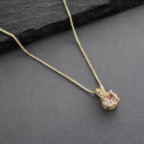 Mariell Cubic Zirconia Crystal Pendant Necklace for Women, 2 Carat 8mm CZ, for Brides, Wedding, Mother's Day Jewelry Gift - color: Gold-Gold Cubic Zirconia