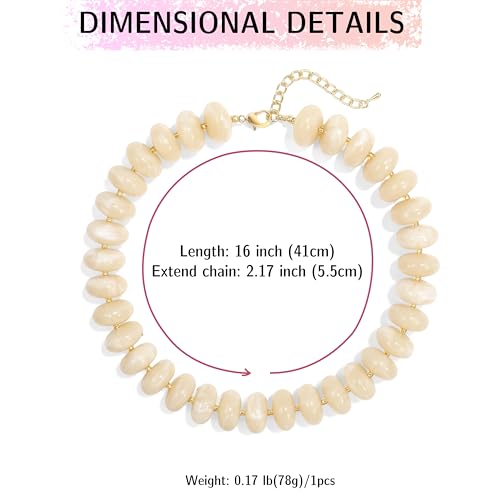 Elegance 11 designs Colorful Chunky Beaded Necklace for Women,Thick Acrylic Disc Bead Choker Statement Necklace Cute Trendy Necklaces Jewelry Gifts for Women - color: Beige