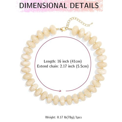 Elegance 11 designs Colorful Chunky Beaded Necklace for Women,Thick Acrylic Disc Bead Choker Statement Necklace Cute Trendy Necklaces Jewelry Gifts for Women - color: Beige