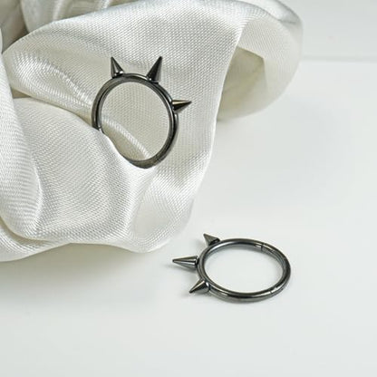 16G 2PCs Spike Clicker Snake Bite Jewelry, Septum Ring, Hoop Lip Rings Snake Bites, Labret Jewelry for Lip Piercing, Cartilage Hoop Earrings, 8mm 10mm 12mm - color: Black-2PCs, size: 16G-8mm