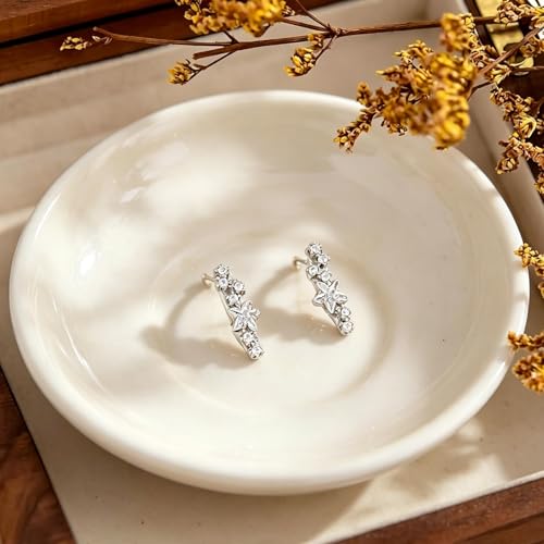 Ear Climbers Earrings for Women Gold Silver Ear Cuffs Non Piercing Dainty Cartilage Earrings Set Statement Cuff Earring for Women Trendy - color: Silver