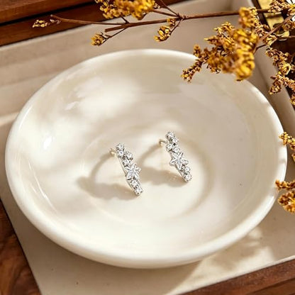 Ear Climbers Earrings for Women Gold Silver Ear Cuffs Non Piercing Dainty Cartilage Earrings Set Statement Cuff Earring for Women Trendy - color: Silver