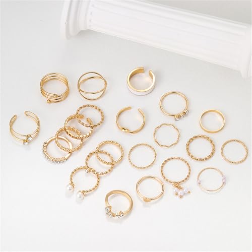 Knuckle Rings Set for Women, Dainty Stackable Midi Rings Simple Stacking Joint Finger Rings Pack Adjustable Cute Butterfly Heart Rings Mixed Size - style: C-22Pcs
