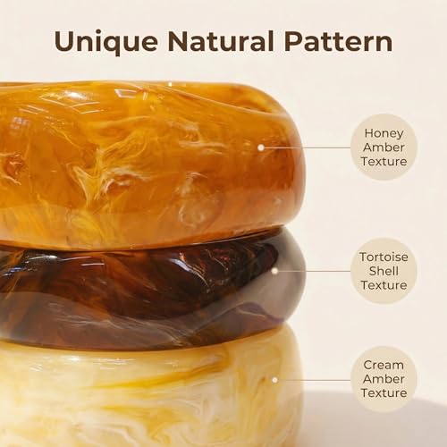 Chunky Bracelet Set for Women | 3-Pack Acrylic Resin Bangles | Brown & Colorful Statement Jewelry | Indian Style Bangle Bracelets - color: 01