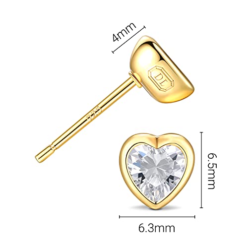 925 Sterling Silver Cubic Zirconia Necklace and Earrings Set for Women, Heart, Cushion, Round, Emerald Cut CZ, Solitaire Bezel Jewelry Set, CZ Bridal Jewelry Set, Bridesmaid Gift - style: Heart Cut(Gold)