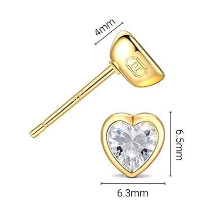 925 Sterling Silver Cubic Zirconia Necklace and Earrings Set for Women, Heart, Cushion, Round, Emerald Cut CZ, Solitaire Bezel Jewelry Set, CZ Bridal Jewelry Set, Bridesmaid Gift - style: Heart Cut(Gold)