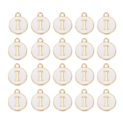 MECCANIXITY Pendants Letter Charm Initial Charm Double Sided Alphabet for DIY Necklace Bracelet Earrings Jewelry Making - style: I