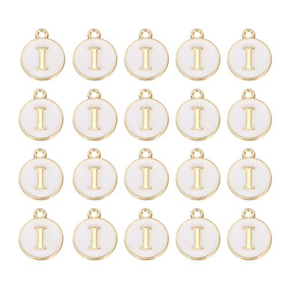 MECCANIXITY Pendants Letter Charm Initial Charm Double Sided Alphabet for DIY Necklace Bracelet Earrings Jewelry Making - style: I