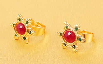 Touchstone Indian anklets for women gold silver payal set jewelry simple jhanjar bollywood handcrafted pretty stylish designer paazeb - style: TE D010 Red & Green