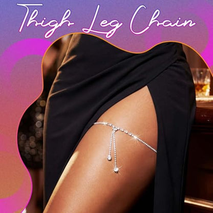 Rhinestone Garter Silver Party Leg Chain Crystal Garters for Women