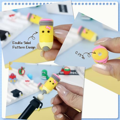 12pcs 3D Student Silicone Focal Beads for pens | Focal Beads for Keychain Making,Pens, Bracelet,Necklace Crafts,Bulk Silicone Beads for DIY（3D Student） - color: 3D Student