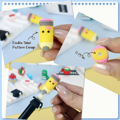 12pcs 3D Student Silicone Focal Beads for pens | Focal Beads for Keychain Making,Pens, Bracelet,Necklace Crafts,Bulk Silicone Beads for DIY（3D Student） - color: 3D Student