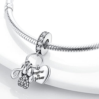 925 Sterling Silver Charm for Bracelet Necklace Women Dangle Pendant Beads | Love Faith Mom Ocean travel Butterfly Party Charm Beads Pendants DIY Jewelry Gift - color: Eternal Love Claw Heart