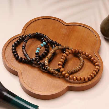 Mens Beaded Bracelets Tribal Wooden Elastic Adjustable Prayer Beads Wrap Cuff for Women - color: Q: 5pcs