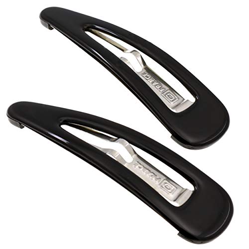 Camila Paris AD90/2 French Hair Barrettes Clips, Snap Hair Slides Clic Clac for Women, Styling Girls Side Slide-in Metal Snap Pin Hair Accessories for Women. Strong Hold, No Slip Grip, Made in France - color: Black 3"
