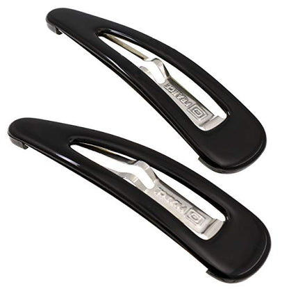 Camila Paris AD90/2 French Hair Barrettes Clips, Snap Hair Slides Clic Clac for Women, Styling Girls Side Slide-in Metal Snap Pin Hair Accessories for Women. Strong Hold, No Slip Grip, Made in France - color: Black 3"
