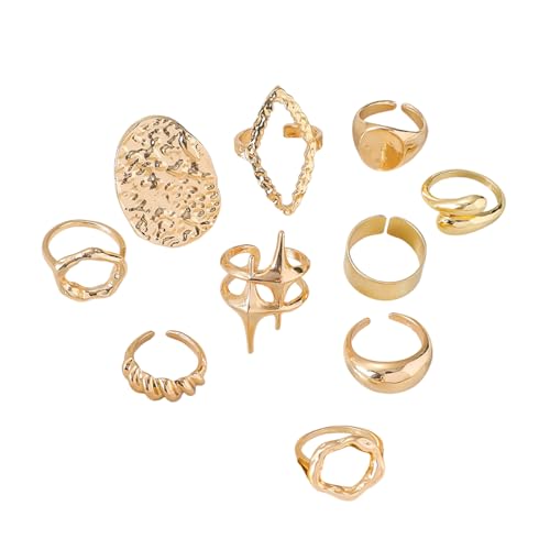 FUTIMELY 14K Gold Stackable Knuckle Rings Set for Women,Aesthetic Silver Trendy Dainty Open Midi Rings Set,Midi Finger Rings Pack Jewelry Gifts - color: Gold4