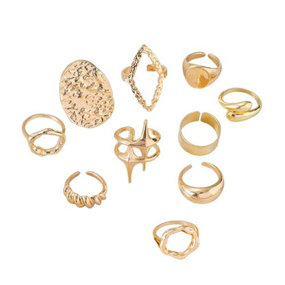 FUTIMELY 14K Gold Stackable Knuckle Rings Set for Women,Aesthetic Silver Trendy Dainty Open Midi Rings Set,Midi Finger Rings Pack Jewelry Gifts - color: Gold4